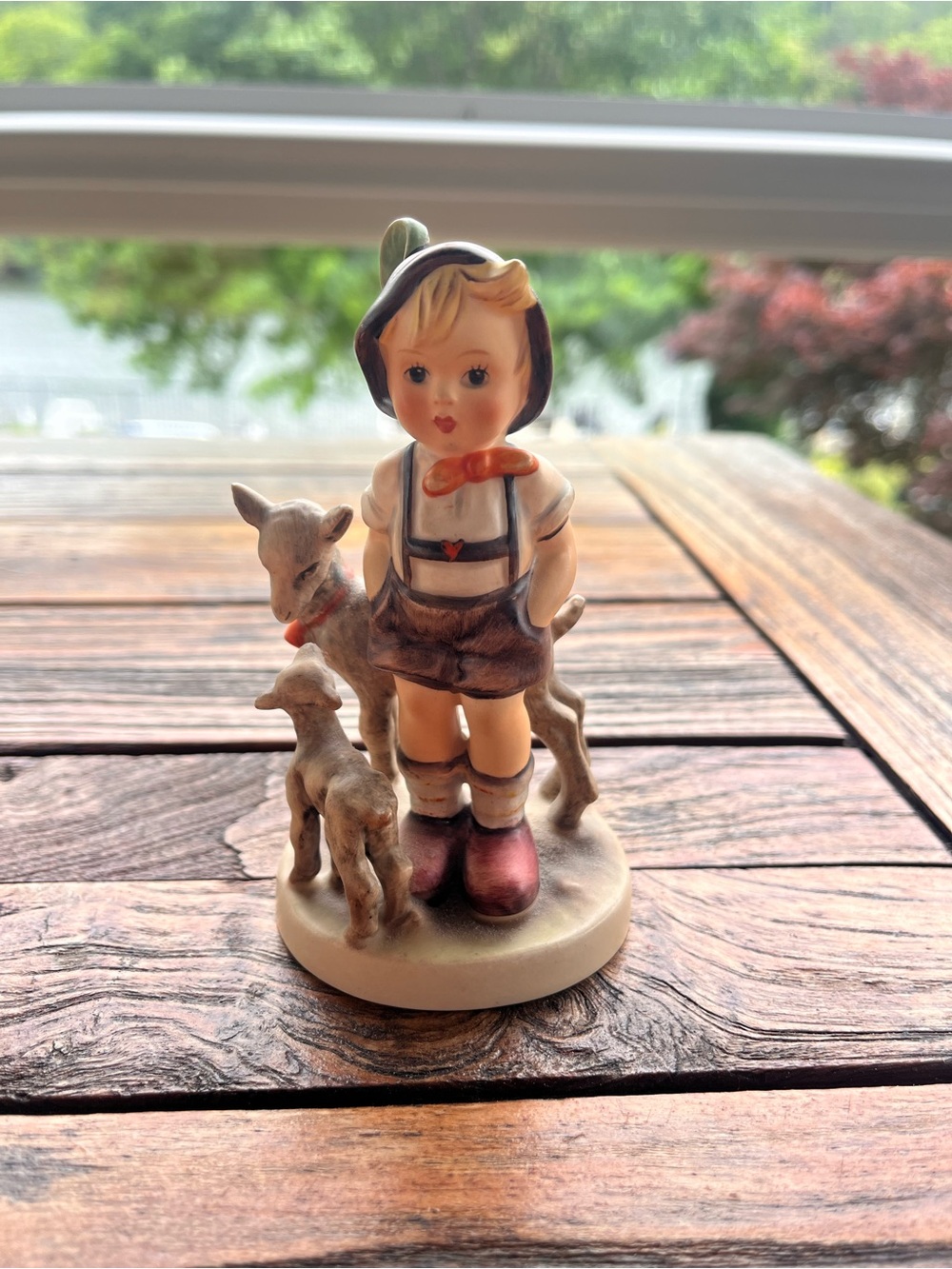 Hummel Vintage Boy Figurine with Two Fawns - Hand-Painted Porcelain